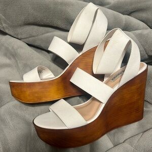 Steve Madden White Wedge Sandals